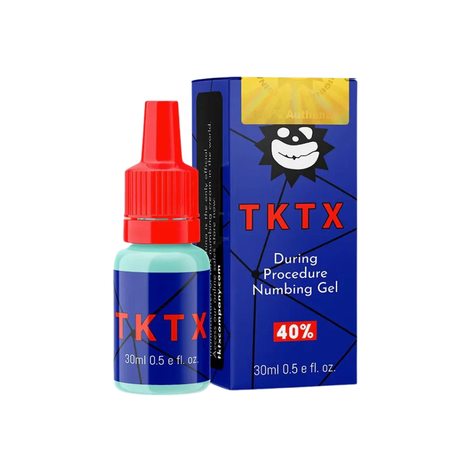TKTX Numbing Gel 30ml bottle and box for mid procedure numbing with 40% stronger formula, fast acting and long lasting pain relief